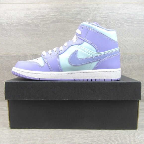 Air Jordan 1 Mid Purple Pulse Aqua White Sneakers Mens Size 9 NEW - Picture 3 of 15